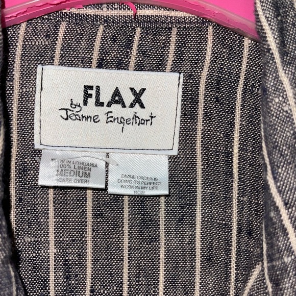 NWOT Jeanne Engelhart Flax Linen Button Stripe Blazer Jacket - Picture 3 of 6